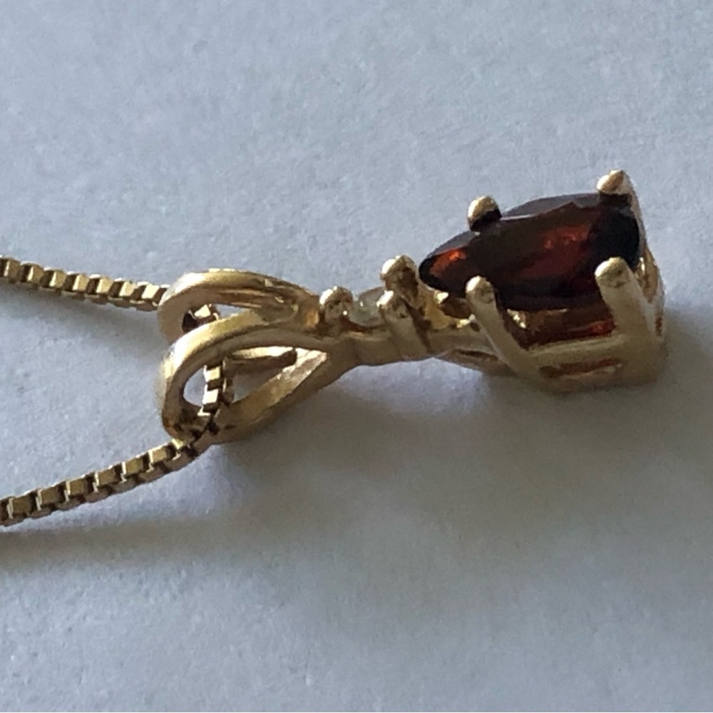 14K Spinel 585 Gold Necklace with Ruby teardrop stone - Picture 4 of 16